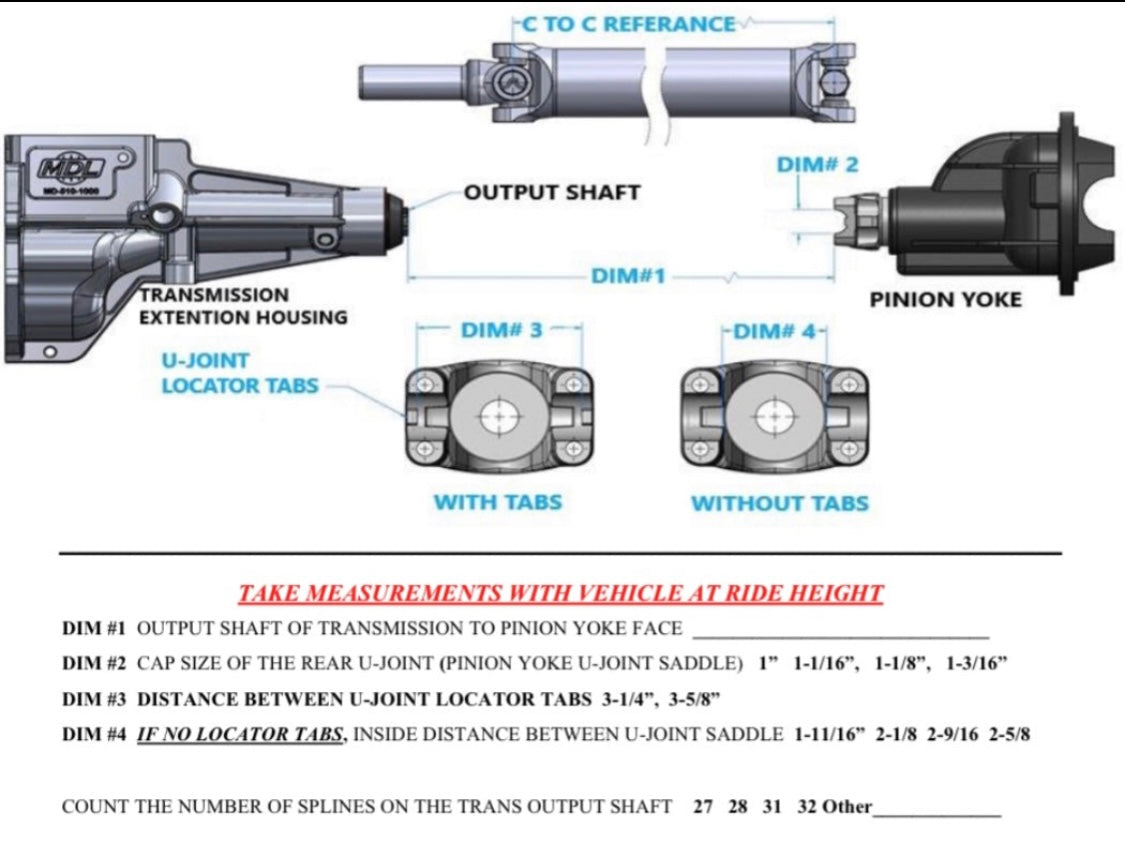 Custom Length Made to Order Carbon Fiber HD Driveshaft with Chromoly Transmisson Slip Yoke