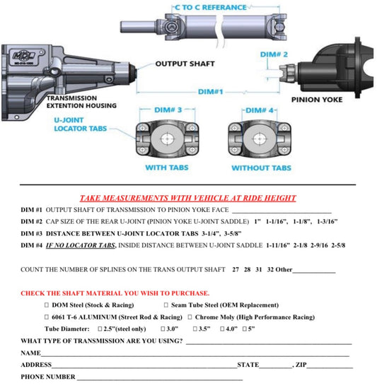 Custom Length Driveshaft Build with Transmisson Yoke and Open U-Joint at Differential